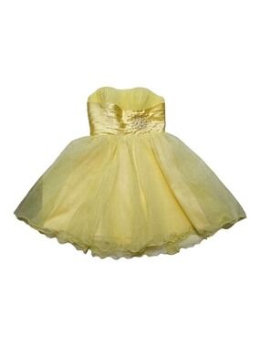 Butter Yellow Beaded Sequin Corset Dress Size 10 Detailed Back Formal